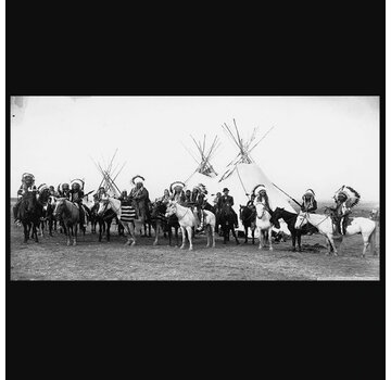 Allernieuwste.nl® Canvas Schilderij Oorspronkelijk Indianen Stam met Wigwam - 50 x 100 cm