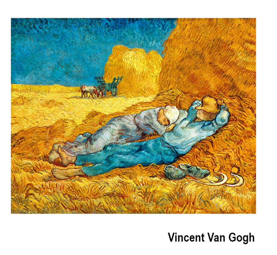 Allernieuwste.nl® Canvas Schilderij Vincent Van Gogh: RUST VAN HET WERK  - Kunst aan je Muur - Kleur - 50 x 70 cm