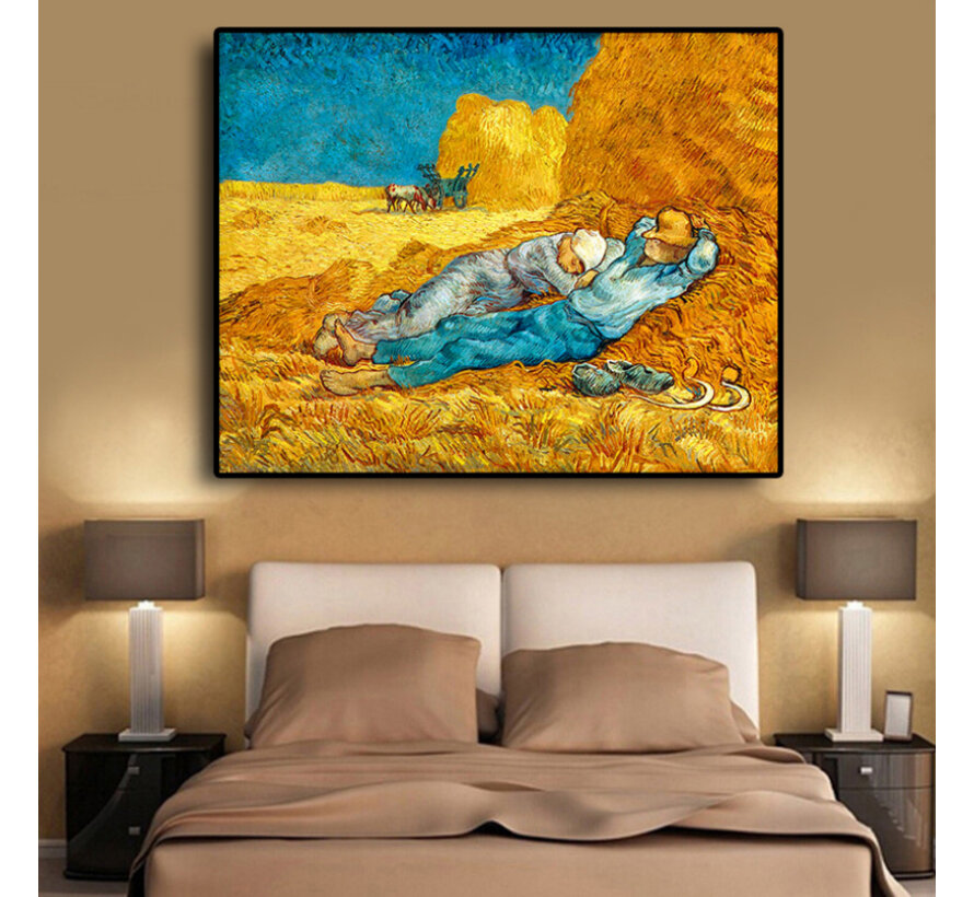 Allernieuwste.nl® Canvas Schilderij Vincent Van Gogh: RUST VAN HET WERK  - Kunst aan je Muur - Kleur - 50 x 70 cm