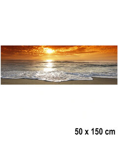 Allernieuwste.nl® Canvas Schilderij Zonsondergang aan het Strand - 50 x 150 cm