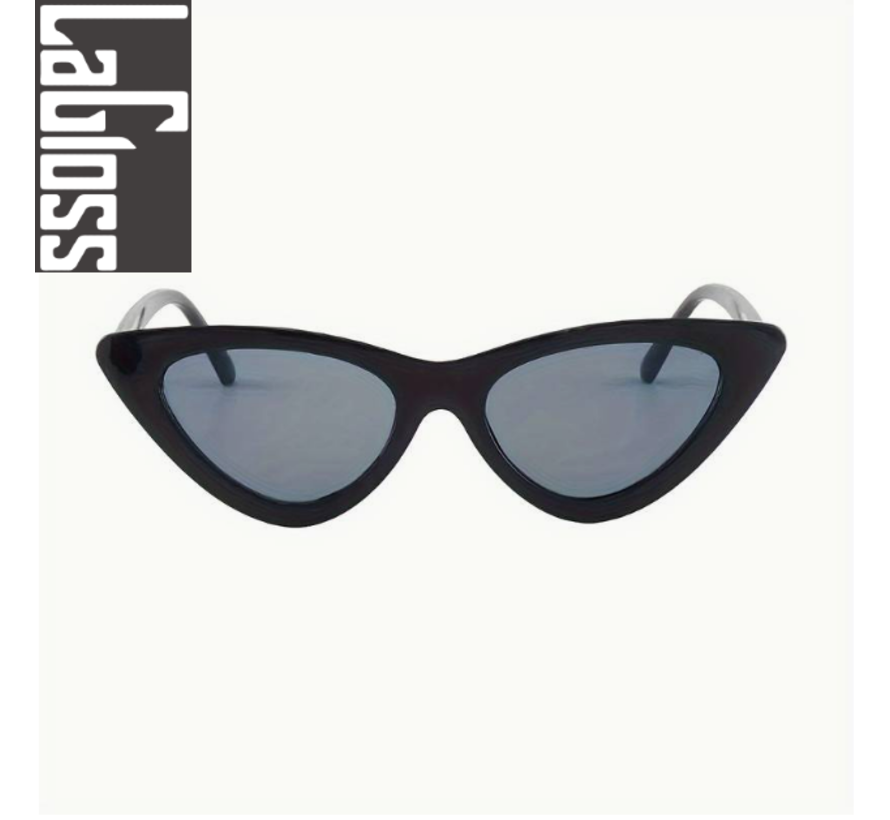 LaGloss® Dames Cat Eye Zonnebril - Zwart montuur met Zwarte lenzen %%