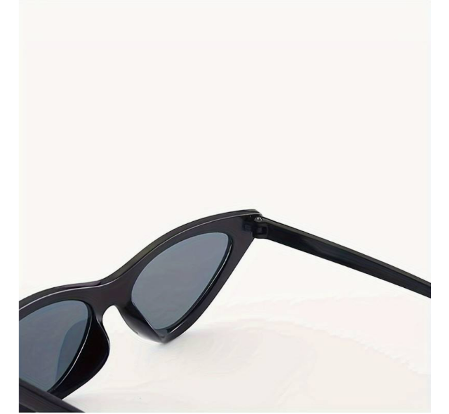 LaGloss® Dames Cat Eye Zonnebril - Zwart montuur met Zwarte lenzen %%