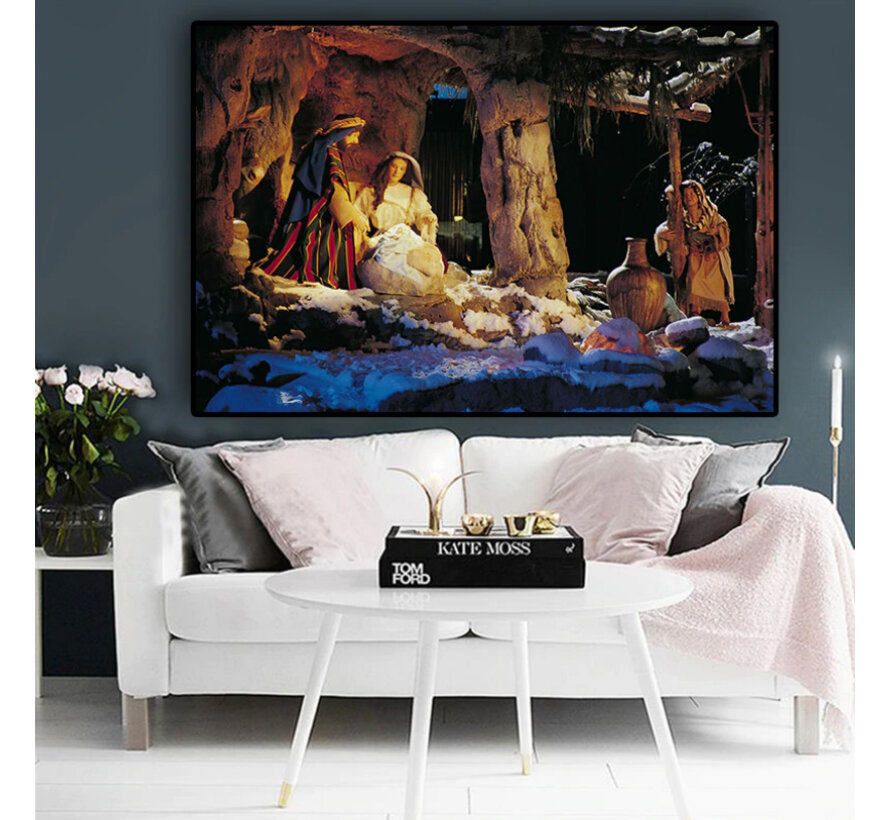 Allernieuwste.nl® Canvas Schilderij Geboorte van Jezus - Kunst aan je Muur - Kleur - 60 x 90 cm