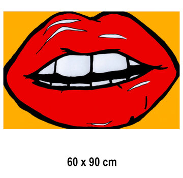 Allernieuwste.nl® Canvas Schilderij Andy Warhol Lippen - 60 x 90 cm