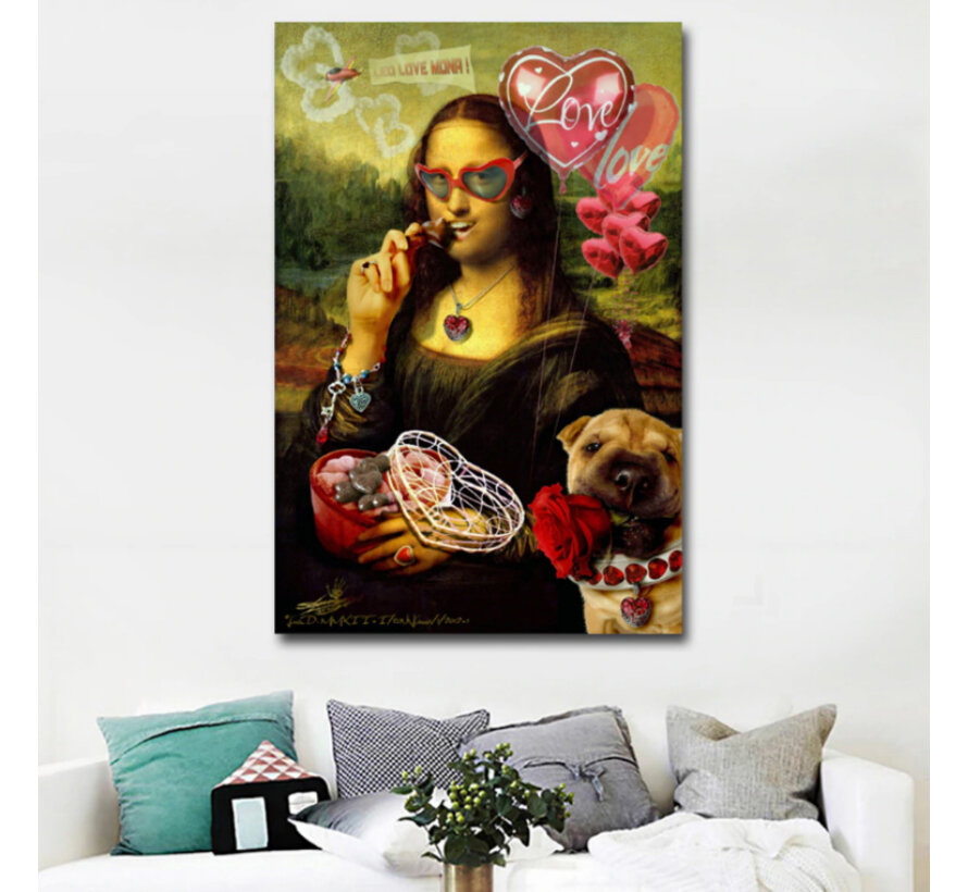Allernieuwste.nl® Canvas Schilderij * Sexy Mona Lisa Art * - Kunst aan je Muur - Modern - Kleur - 60 x 90 cm