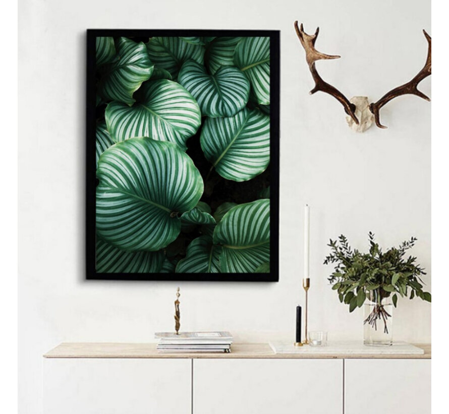 Allernieuwste.nl® Canvas Schilderij * Tropische Groene Bladeren * - Kunst aan je Muur - Kleur - 50 x 70 cm
