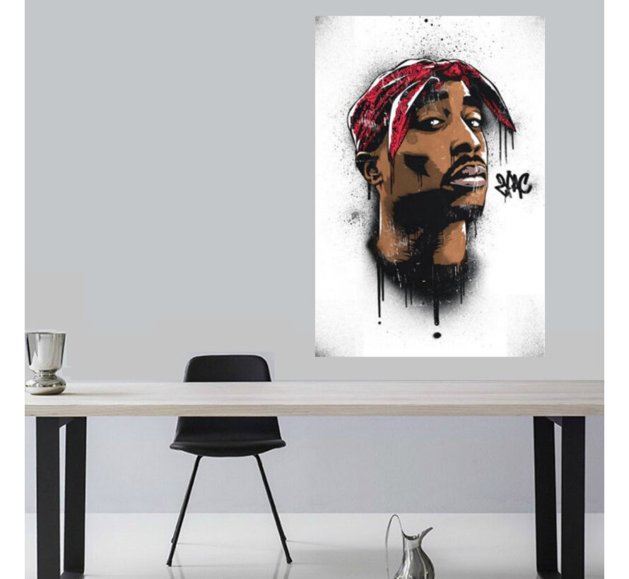 Allernieuwste.nl® Canvas Schilderij * Rapper TUPAC SHAKUR - 2PAC * - Moderne Kunst aan je Muur - Modern Art - Kleur - 50 x 70 cm - Copy