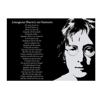 Allernieuwste.nl® Canvas Schilderij  John Lennon met IMAGINE tekst - 60 x 90 cm