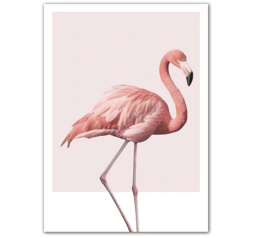 Allernieuwste.nl® Canvas Schilderij * Grote Roze Flamingo * - Moderne Kunst aan je Muur - Kleur - 60 X 80 cm