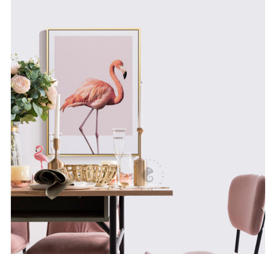 Allernieuwste.nl® Canvas Schilderij * Grote Roze Flamingo * - Moderne Kunst aan je Muur - Kleur - 60 X 80 cm
