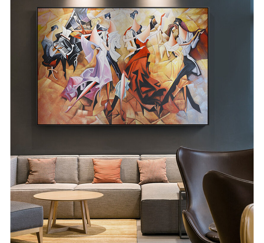 Allernieuwste.nl® Canvas Schilderij * Abstracte Sexy Carnaval Party * - Moderne Kunst aan je Muur - Groot Formaat - Kleur - 100 x 70 cm