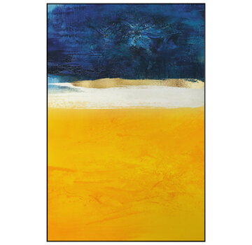 Allernieuwste.nl® Canvas Schilderij Abstract in Geel en Blauw - 50 x 75 cm