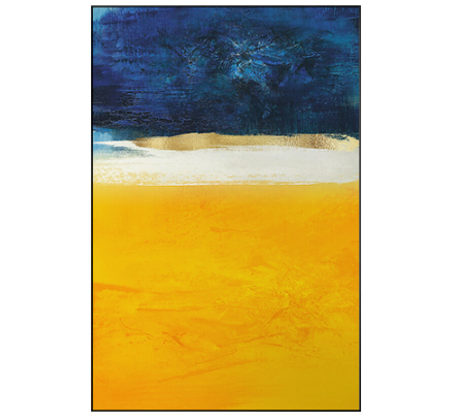 Allernieuwste.nl® Canvas Schilderij * Abstract in Geel en Blauw * - Kunst aan je Muur - Abstract Art - Kleur - 50 x 75 cm
