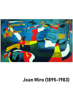 Allernieuwste.nl® Canvas Schilderij Joan Miro La couleur des Rêves -Les Chaussons Verts - 40 x 70 cm