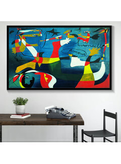 Allernieuwste.nl® Canvas Schilderij Joan Miro La couleur des Rêves -Les Chaussons Vert - 50 x 90 cm