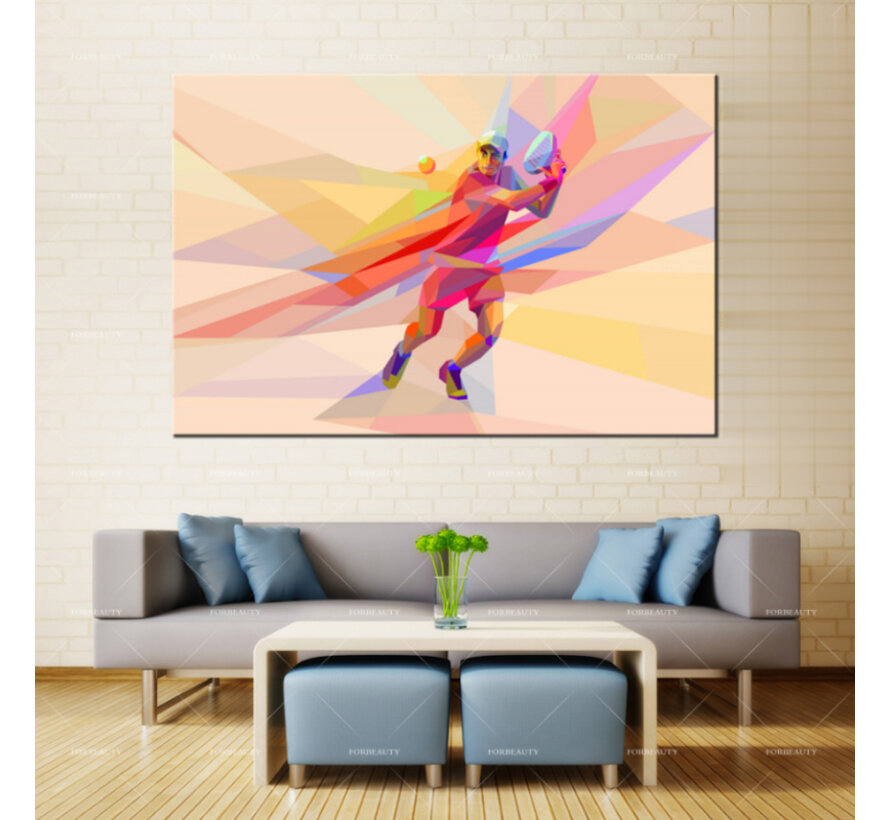 Allernieuwste.nl® Canvas Schilderij - Tennisser in Actie #1 - Kunst aan je Muur - Modern - Kleur - 50 x 75 cm