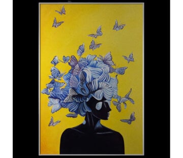 Allernieuwste.nl® Canvas Schilderij Modern Vlinder Meisje - 50 x 80 cm