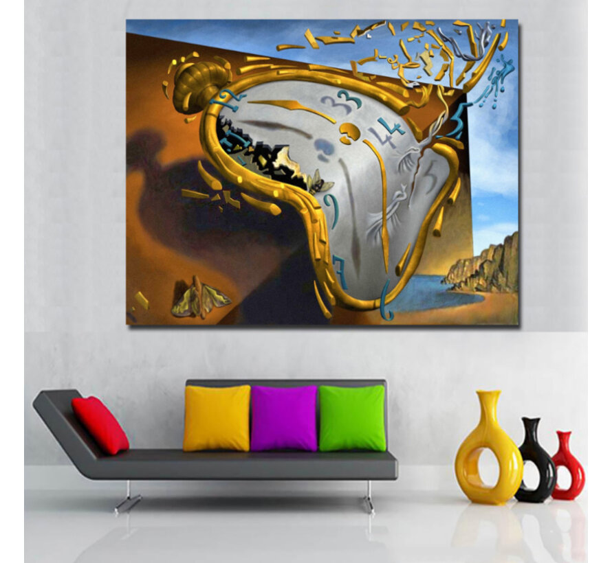 Allernieuwste.nl® Canvas Schilderij *  Salvador Dali Les Montres Molles - Melting Watch  * - Kunst aan je Muur - Kleur - 60 x 80 cm