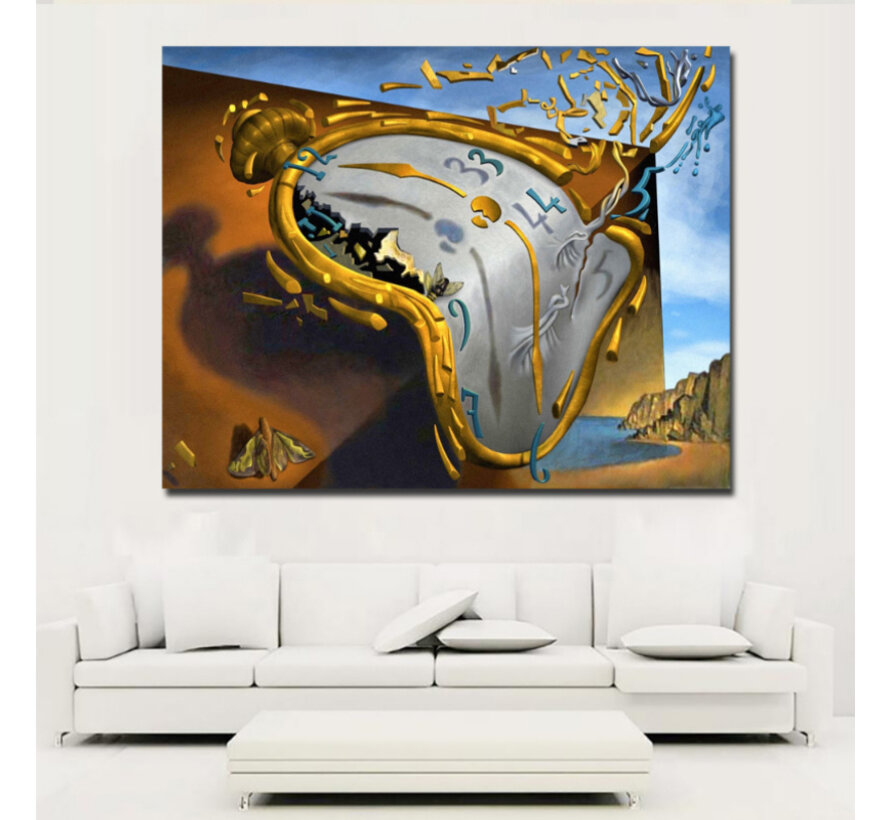 Allernieuwste.nl® Canvas Schilderij *  Salvador Dali Les Montres Molles - Melting Watch  * - Kunst aan je Muur - Kleur - 60 x 80 cm