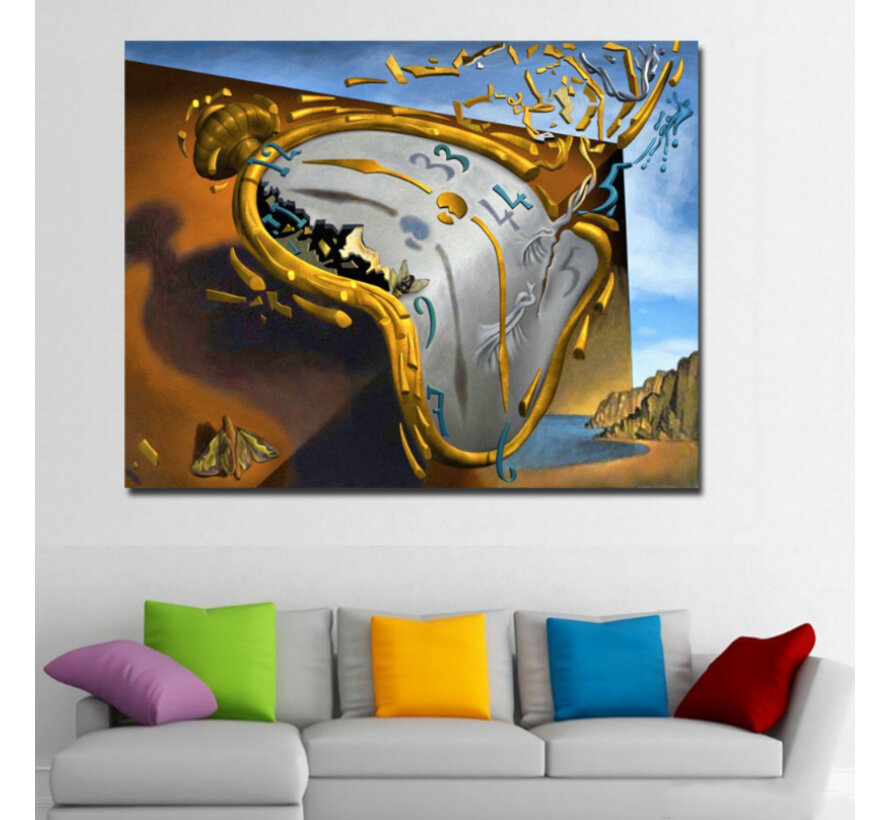 Allernieuwste.nl® Canvas Schilderij *  Salvador Dali Les Montres Molles - Melting Watch  * - Kunst aan je Muur - Kleur - 60 x 80 cm