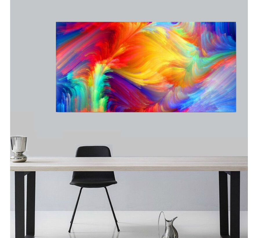 Allernieuwste.nl® Canvas Schilderij * Veelkleurig Modern Abstract * - Kunst aan je Muur - Modern - Kleur - 50 x 100 cm