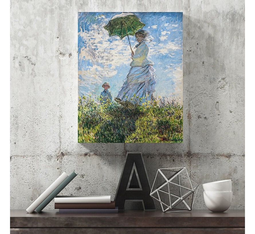 Allernieuwste.nl® Canvas Schilderij * CLAUDE MONET: Madame Monet and her Son * - Kunst aan je Muur - Impressionisme - Kleur - 50 x 60 cm