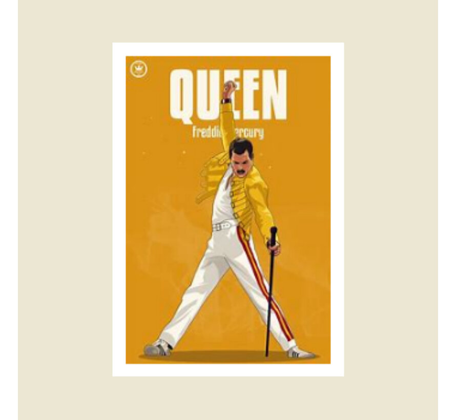 Allernieuwste.nl® Canvas Schilderij * Freddie Mercury QUEEN * - Moderne Kunst aan je Muur - Kleur - 50 x 70 cm