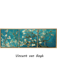 Allernieuwste.nl® Canvas Schilderij 3-luik Vincent Van Gogh: Almond Blossom - 40 x 40 cm