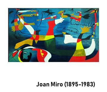 Allernieuwste.nl® Canvas Schilderij Joan Miro La couleur des Rêves -Les Chaussons Verts - 60 x 90 cm