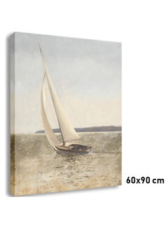 Allernieuwste.nl® Canvas Schilderij Zeilen in Zeilboot - 60 x 90 cm