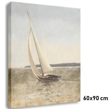 Allernieuwste.nl® Canvas Schilderij Zeilen in Zeilboot - 60 x 90 cm