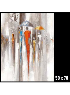 Allernieuwste.nl® Canvas Schilderij Abstracte Sfeer in de Regen - 50 x 70 cm