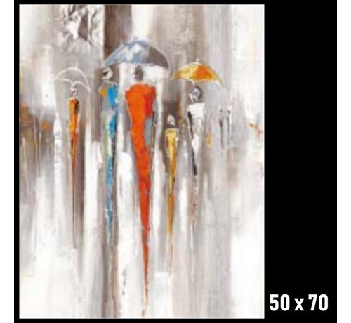 Allernieuwste.nl® Allernieuwste.nl® Canvas Schilderij * Abstracte Sfeer in de Regen * - Kunst aan je Muur - Modern - kleur - 50 x 70 cm