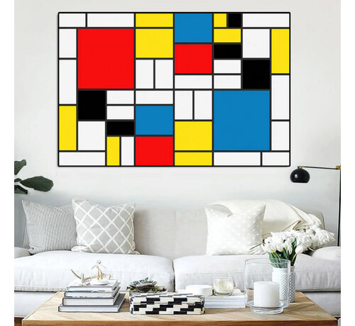 Allernieuwste.nl® Allernieuwste.nl® Canvas Schilderij * Pieter Cornelis Mondriaan De Stijl * - Kunst aan je Muur - Kleur - abstract kubisme - 50 x 75 cm