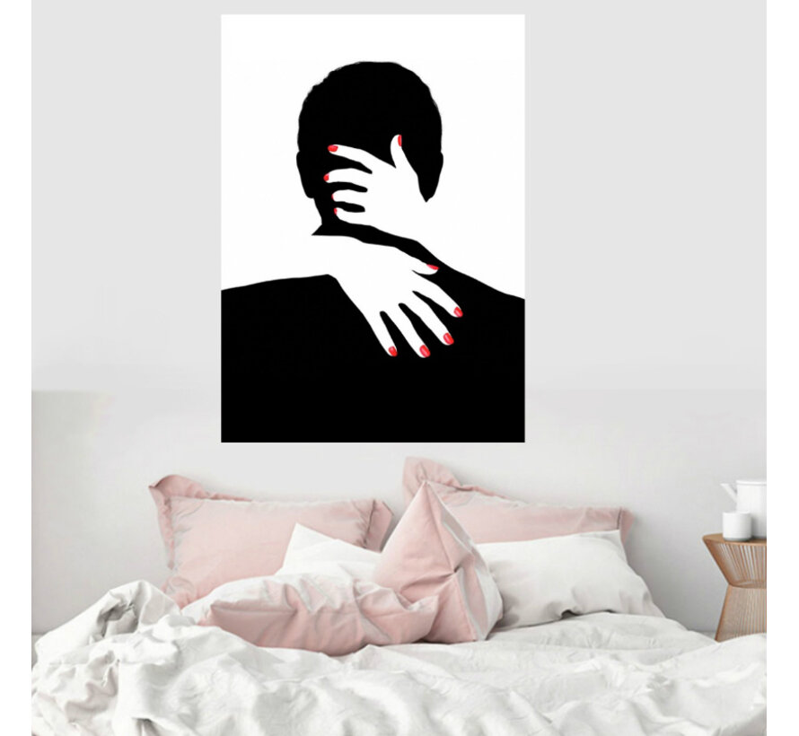 Allernieuwste.nl® Canvas Schilderij * Mijn Grote Liefde in zwart en wit * - Kunst aan je Muur - Modern positief - zwart-wit - 50 x 70 cm
