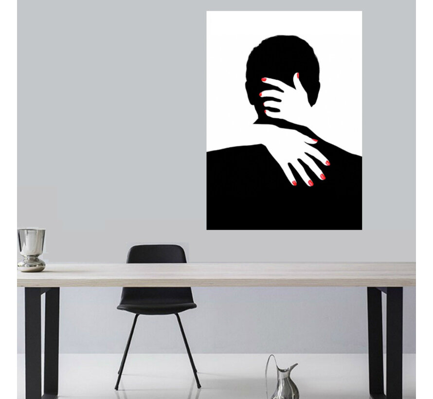Allernieuwste.nl® Canvas Schilderij * Mijn Grote Liefde in zwart en wit * - Kunst aan je Muur - Modern positief - zwart-wit - 50 x 70 cm