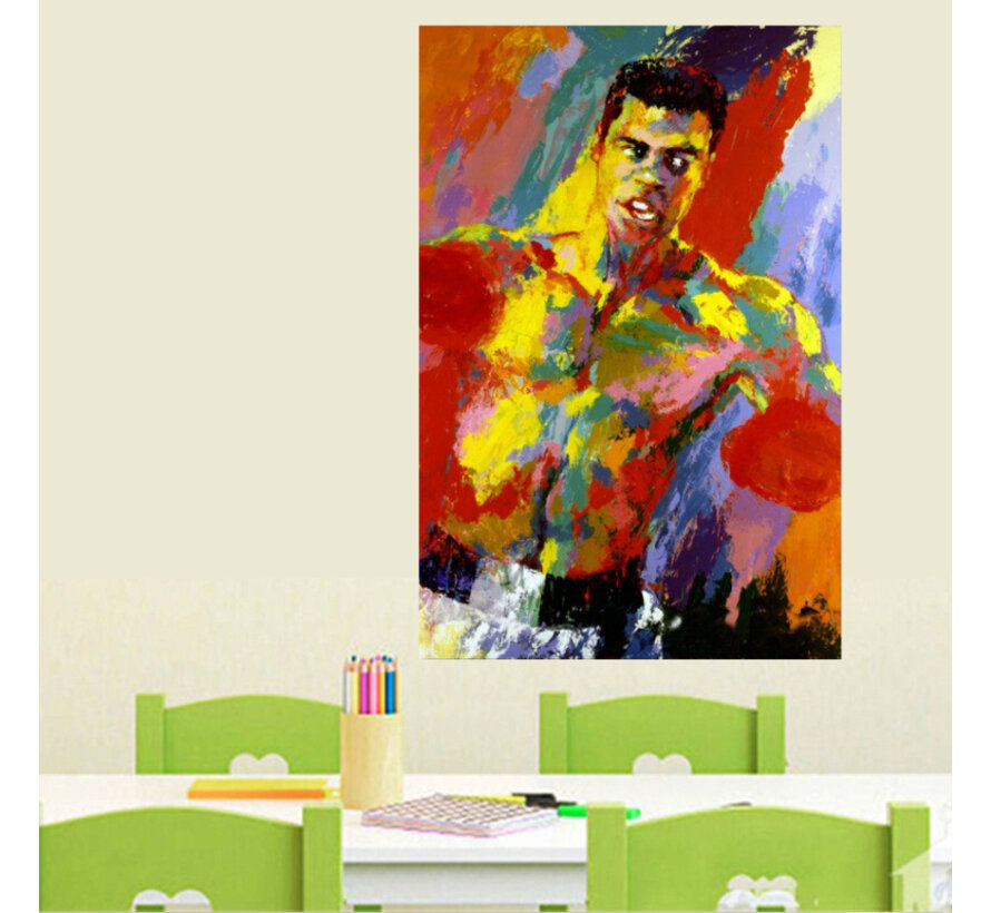 Allernieuwste.nl® Canvas Schilderij * Bokslegende Muhammed Ali * - Moderne Kunst aan je Muur - Modern Art - Muhammad Ali - Kleur - 50 x 70 cm