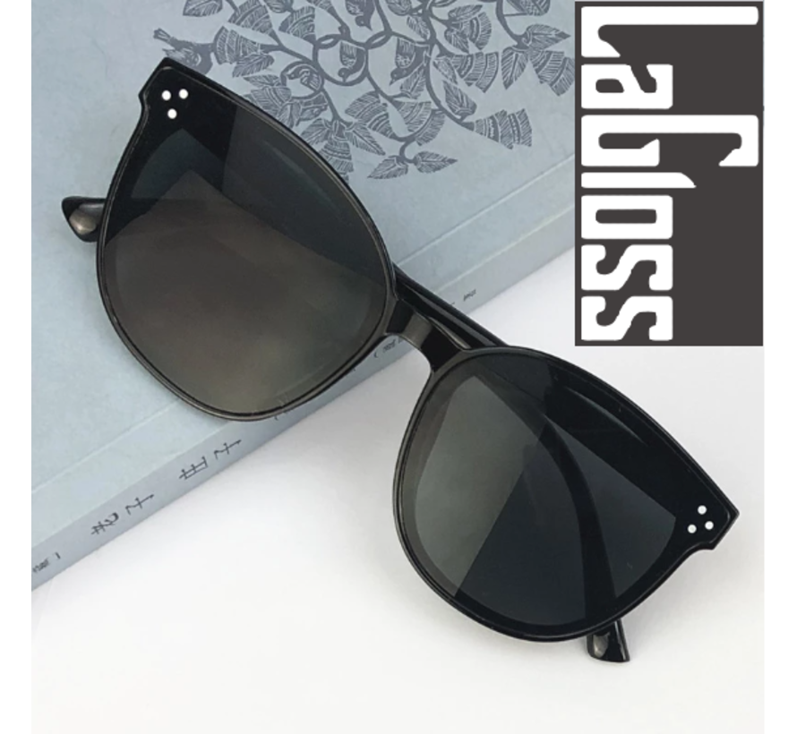 Lagloss® RETRO Zwarte Dames Zonnebril Trend 2022- Zwart montuur- Lenskleur Zwart - Gepolariseerd