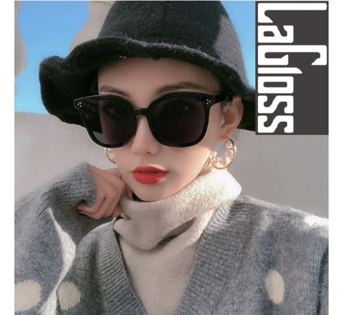 LaGloss® Lagloss® RETRO Zwarte Dames Zonnebril Trend 2022- Zwart montuur- Lenskleur Zwart - Gepolariseerd