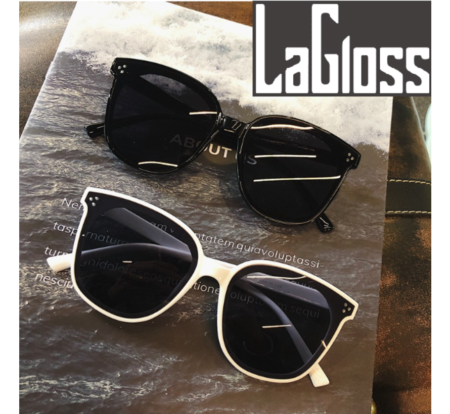 Lagloss® RETRO Witte Dames Zonnebril Trend 2022- Wit montuur- Lenskleur Zwart - Gepolariseerd