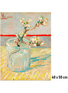 Allernieuwste.nl® Canvas Schilderij Vincent Van Gogh: Takje van Bloeiende Amandel - 40 x 50 cm