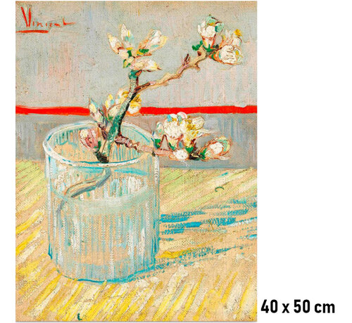 Allernieuwste.nl® Allernieuwste.nl® Canvas Schilderij * Vincent Van Gogh: Takje van Bloeiende Amandel - Kunst aan je Muur - Kleur - Postimpressionisme - 40 x 50 cm