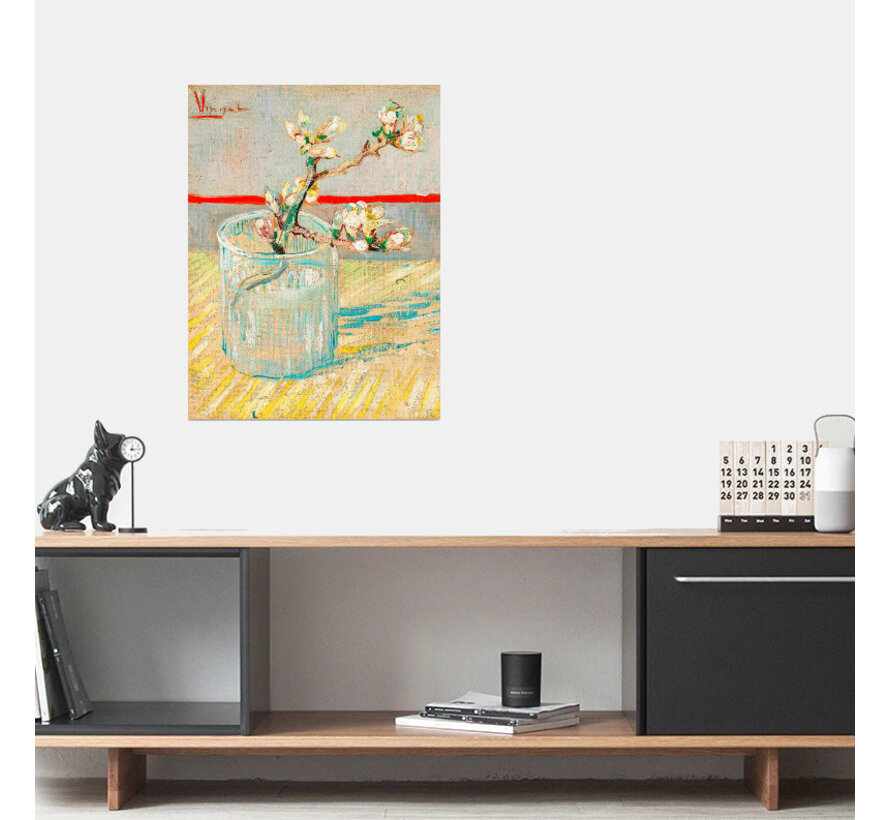 Allernieuwste.nl® Canvas Schilderij * Vincent Van Gogh: Takje van Bloeiende Amandel - Kunst aan je Muur - Kleur - Postimpressionisme - 40 x 50 cm
