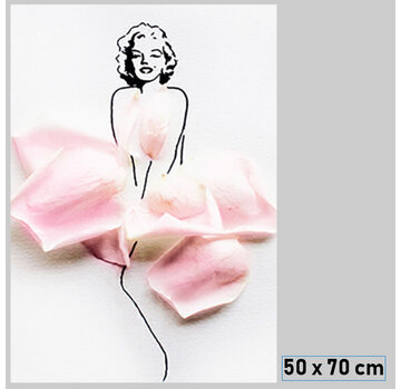 Allernieuwste.nl® Canvas Schilderij Sexy Marylin Monroe met Bloemenjurk - 50 x 70 cm