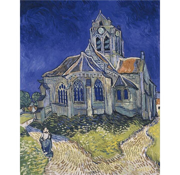 Allernieuwste.nl® Canvas Schilderij Vincent Van Gogh: Kerk in Auvers-sur-Oise - 50 x 60 cm