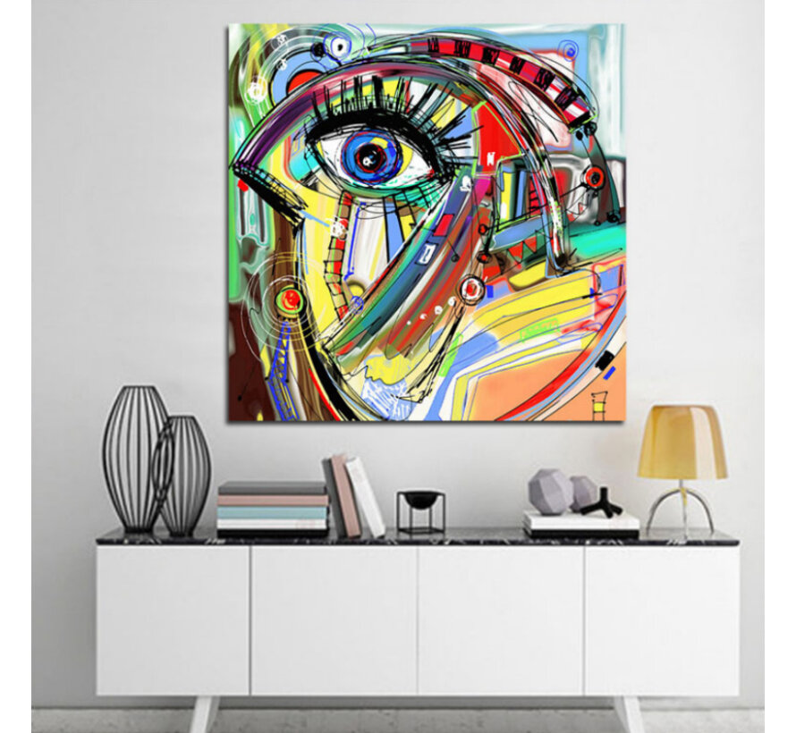 Allernieuwste.nl® Canvas Schilderij * Surrealisme van Franz Kafka * - Kunst aan je Muur - Abstract Surrealisme - veelkleurig - 60 x 60 cm