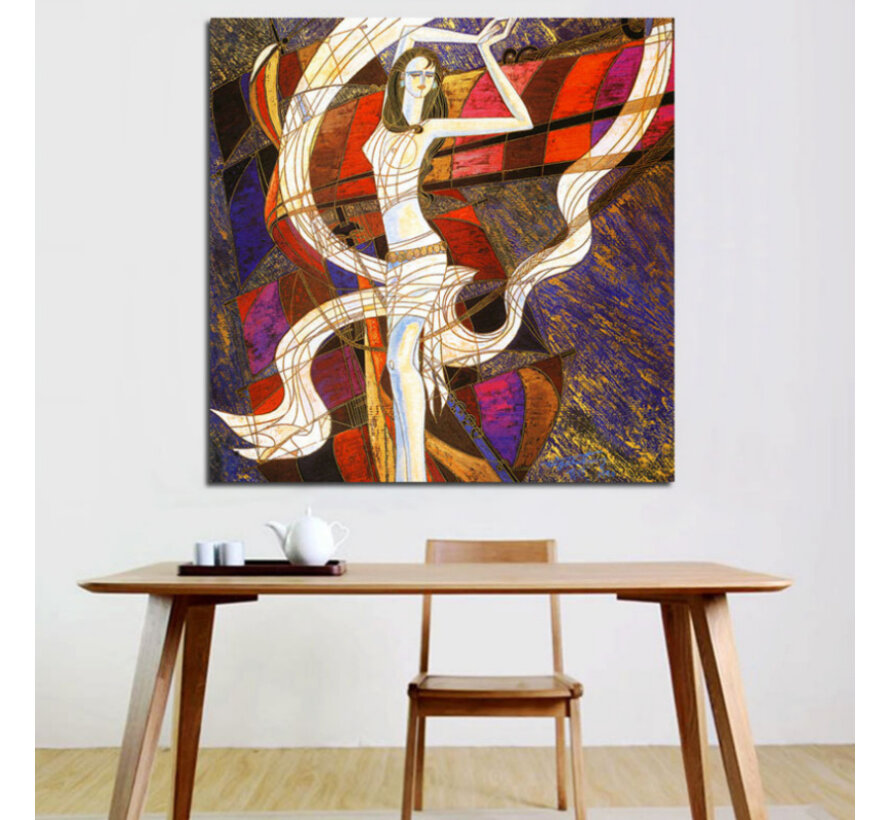 Allernieuwste.nl® Canvas Schilderij * Vrouw Modern Abstract Art Spray * - Kunst aan je Muur - Modern Abstract - veelkleurig - 60 x 60 cm