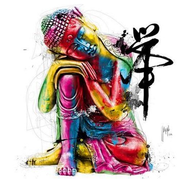 Allernieuwste.nl® Canvas Schilderij Buddha Kleurige Grafitti - 60 x 60 cm