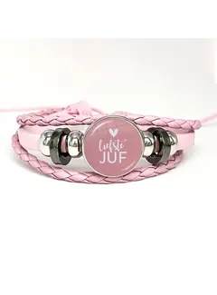 Allernieuwste.nl Armband Liefste Juf - Dames - Roze