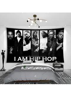 Allernieuwste.nl Wandkleed HipHop Rappers Ice Cube, Snoop Dogg, 2Pac - 100 x 150 cm